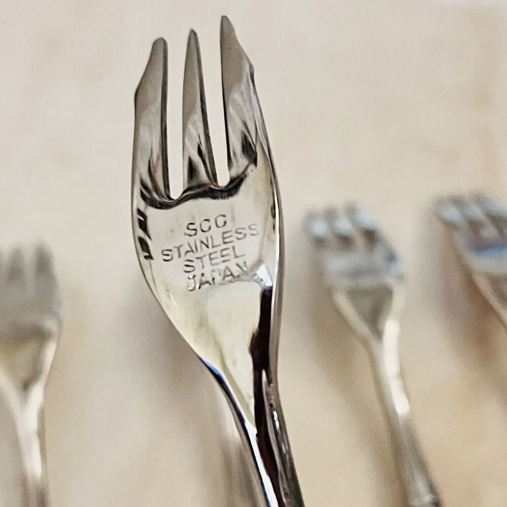5 Towle Bamboo-Bright Cocktail/Seafood Fork Stainless 18/8 Supreme Cut SCC Japan